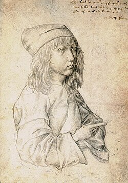 Self-portrait in silverpoint by the thirteen-year-old Dürer, 1484, Albertina, Vienna