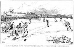A sketch of the Yale versus Princeton baseball game on May 30, 1882