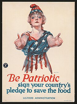 An American poster with a patriotic theme (1917), issued by the U.S. Food Administration during World War I