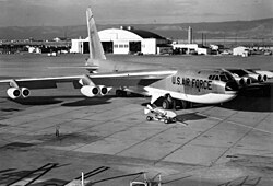 A B-52D with anti-flash white on the underside