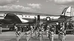 President Dwight D. Eisenhower lands aboard the aircraft in Texas, 1953