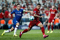 Firmino playing for Liverpool in the 2019 UEFA Super Cup