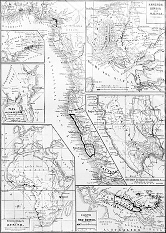 German colonies in Africa and Papua New Guinea in 1885
