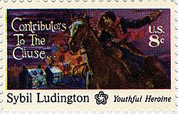 Sybil Ludington on a 1975 stamp