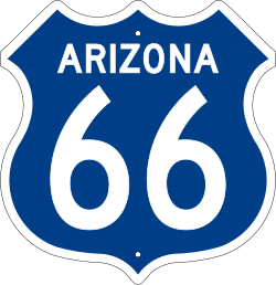 A westbound Arizona U.S. Route 66 sign from 1956