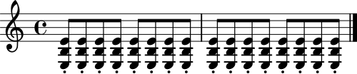 E5 power chord in eighth notes playⓘ