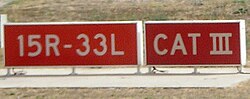 Runway sign at Madrid-Barajas Airport, Spain
