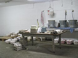 Egg cleaning on a farm in Norway