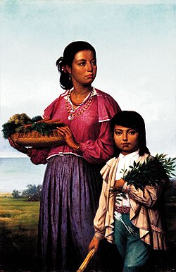 "Two Chitimacha Indians", painting by François Bernard, 1870