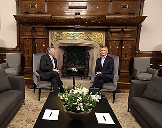 President-elect Fernández meets with outgoing President Macri following national elections that took place the previous day