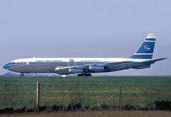 A leased Boeing 707-400 at Paris-Le Bourget Airport in 1975.