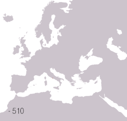 Animation showing the growth and division of Ancient Rome
