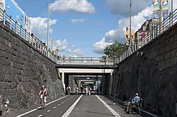 Baana, a shared-path rail trail in Helsinki