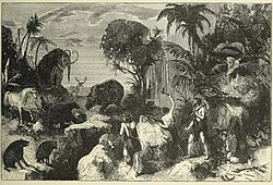 A nineteenth century concept of early humans in a wilderness