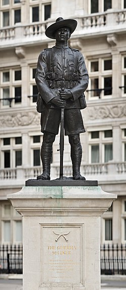 Monument to the Gurkha Soldier in Horse Guards Avenue, outside the Ministry of Defence, City of Westminster, London