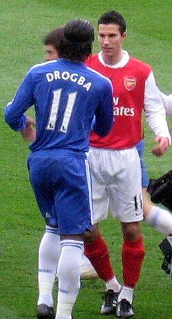 Drogba and Arsenal striker Robin van Persie in March 2008