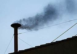 Black smoke in the Sistine Chapel, indicating there has been no two-thirds majority necessary for a papal election[100]