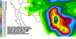 Example of a five-day rainfall forecast from the Hydrometeorological Prediction Center