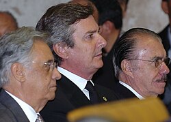 Former presidents (from right), Sarney, Collor and Cardoso, April 2008