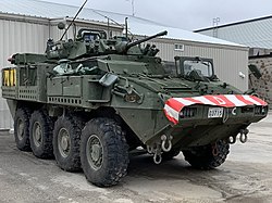 A LAV 6 infantry fighting vehicle in Saint-André-Avellin, Quebec, 2019