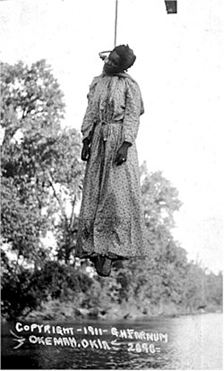 The lynching of Laura Nelson in Okemah, Oklahoma, on May 25, 1911[49][50]