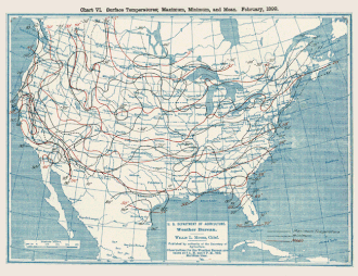 Temperature map of the United States during the storm