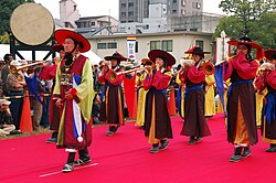 Traditional military music parade (daechwita) in Seoul.
