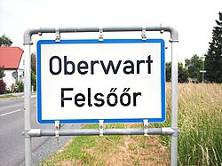 Bilingual sign of Oberwart (in Hungarian Felsőőr) in Burgenland