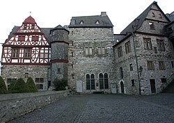 The oldest preserved section of the Limburg Castle, seen from the courtyard