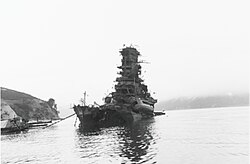 The rebuilt battlecruiser Haruna sank at her moorings in the naval base of Kure on July 24 during a series of bombings.