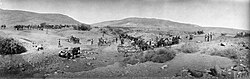Transport crossing the Wadi el Bireh near Jisr el Mejamie on 27 September—it took two days to get 30 lorries across. Here 14 German lorries were bogged and abandoned.