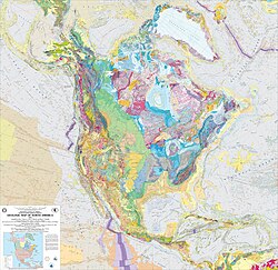 A geologic map of North America published by the U.S. Geographical Survey