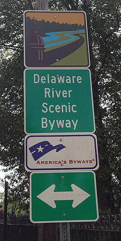 Signage for the Delaware River Scenic Byway along Route 29