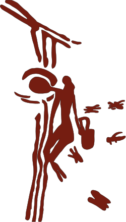 Honey seeker depicted in an 8000-year-old cave painting at Coves de L'Aranya, Bicorp in València