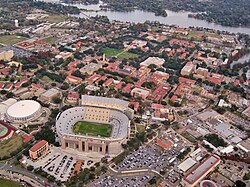 Aerial view of Louisiana State University's flagship campus