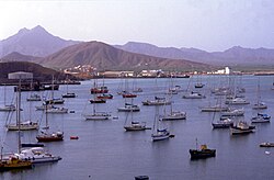 Yachts in Porto Grande, Mindelo, on the island of São Vicente. Tourism is a growing source of income on the islands.