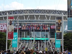 The exterior of Wembley Stadium during All In (2024)