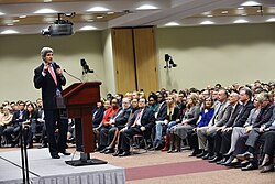 Secretary of State John Kerry speaks at the Foreign Service Institute in 2013.