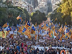 Catalan protesters in Barcelona in 2019
