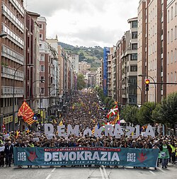 Demonstration in Bilbao in solidarity with the Catalan referendum, 16 September 2017