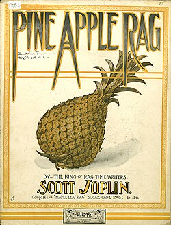 The first edition cover of "Pine Apple Rag", composed and released by Scott Joplin in 1908.