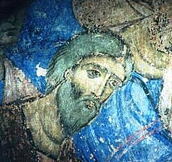 A 13th-century fresco depicting Saint Andrew, from Kintsvisi Monastery, Georgia