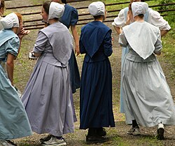 Old Order Anabaptist and Conservative Anabaptist women, for modesty, wear cape dresses and head coverings, the latter of which is taught as a church ordinance.[194]