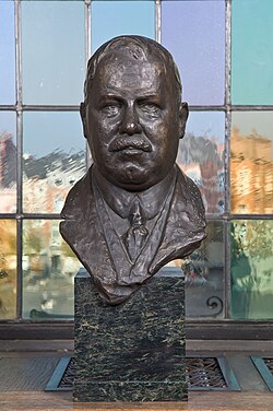 Bust of Nicholas Murray Butler in the Reading Room of the University Library of the Catholic University of Leuven. As President of Columbia University, Butler was Chair of the National Committee of the United States for the Restoration of the University of Leuven after the burning of the library during WWI.