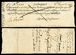 Exchequer bill (of the third issue), dated 6 August 1697