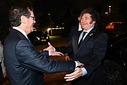 Milei and Israeli President Isaac Herzog in Jerusalem on 6 February 2024