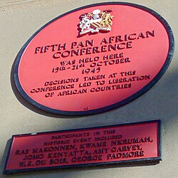 The commemorating plaque at Chorlton-on-Medlock Town Hall, Manchester.