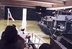 Sluice in the canal of Gabčíkovo Dam (Slovakia) – the canal is conveying water to a hydroelectric power station.