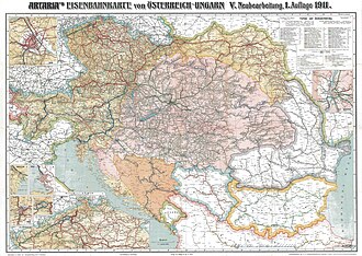 Detailed railway map of Austrian and Hungarian railways from 1911