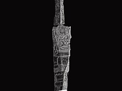 The Lanzón Stela at Chavín, still image from a video of a photo-textured point cloud using laser scan data collected by nonprofit CyArk.